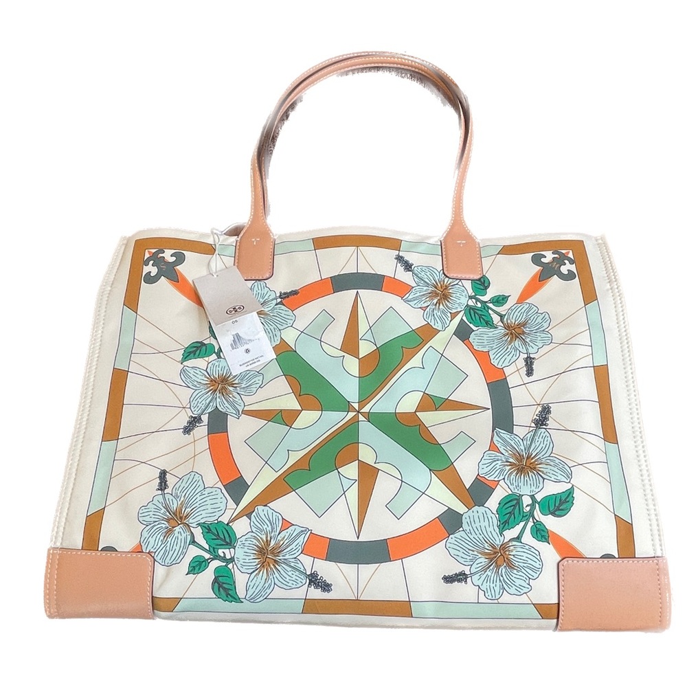 Tory Burch Ella Printed Tote Large Floral Compass/976 91269 0322 One Size